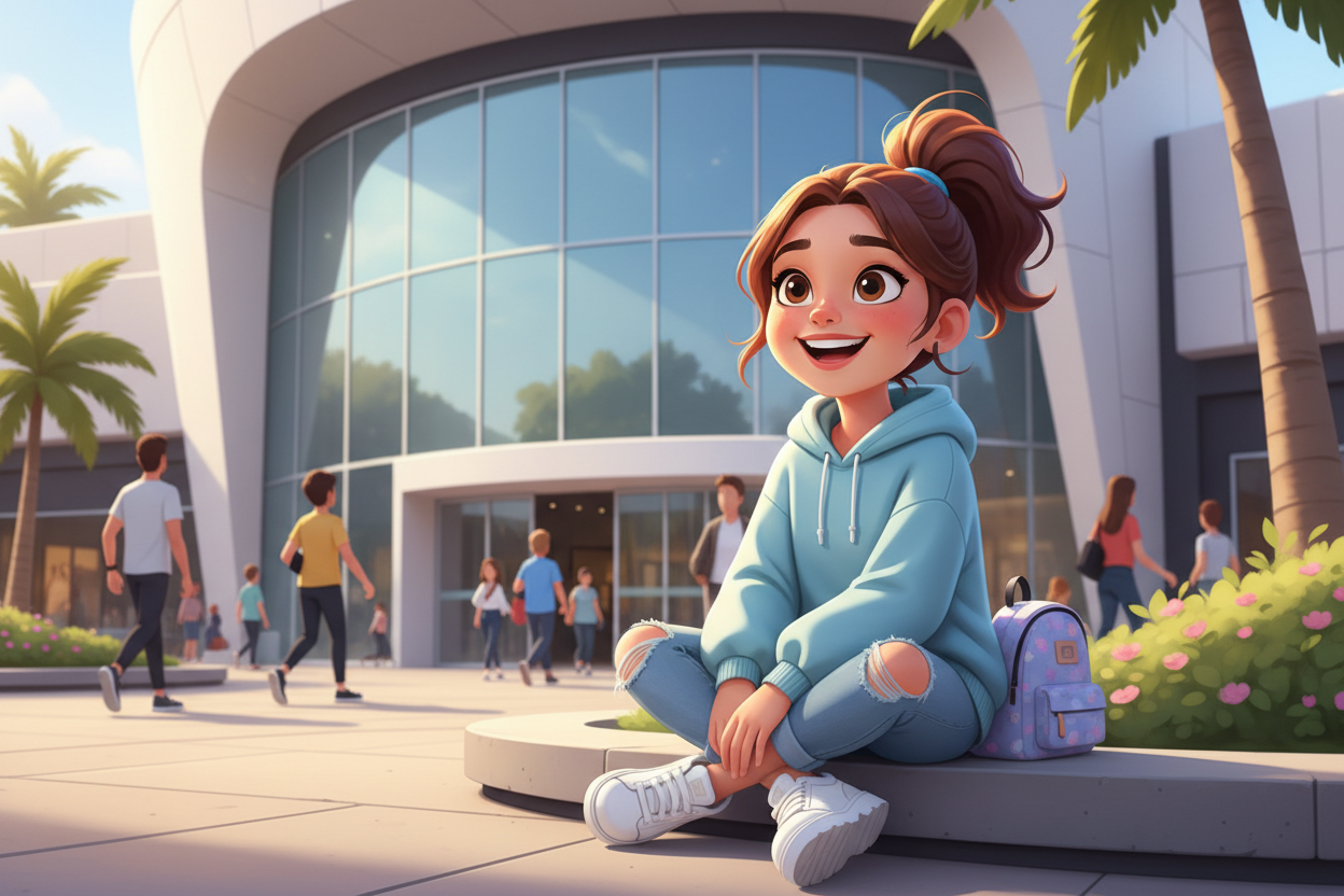 do not write anything on the background shopping mall