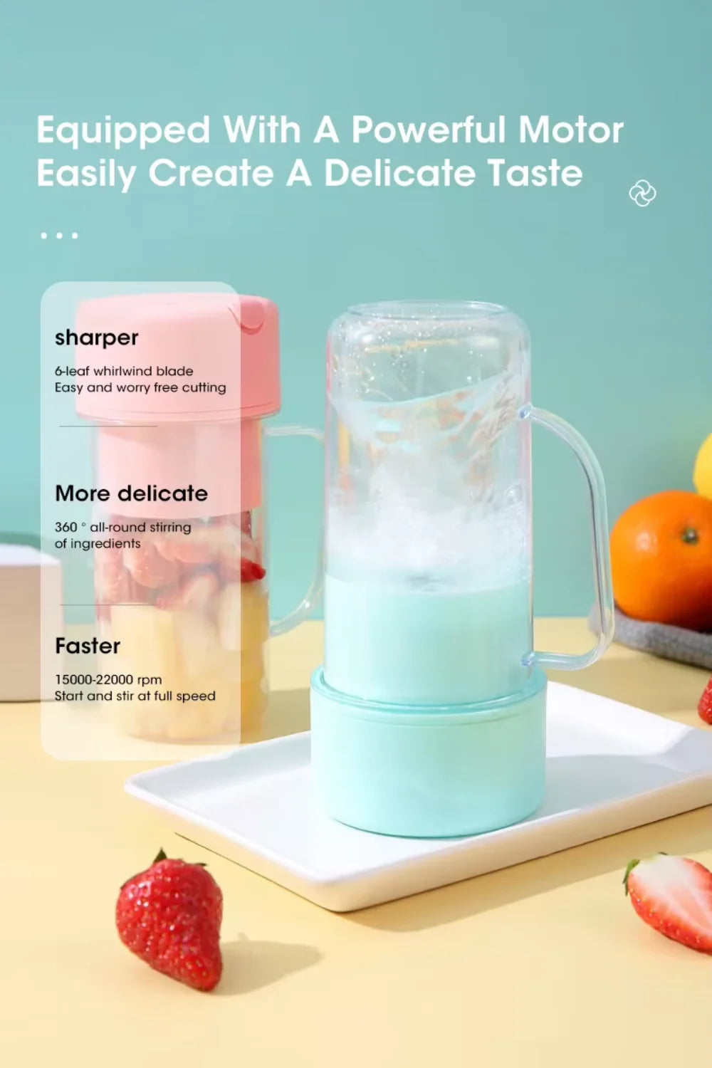 Electric Juicer Bottle with Straw