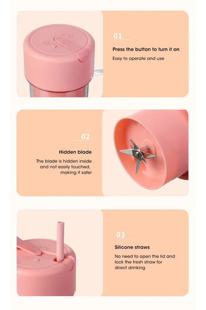 Electric Juicer Bottle with Straw